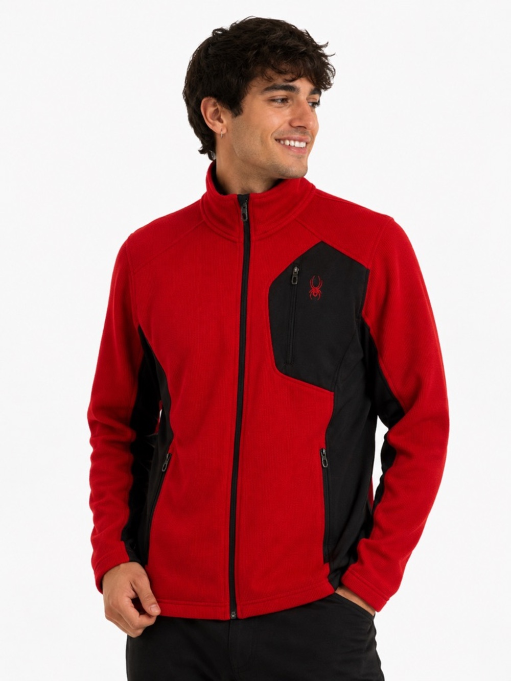 Spyder Jacket Red Black Full Zip Long Sleeve Activewear Men’s Athleisure Layer